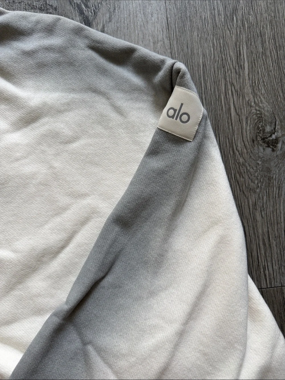 ALO Yoga Accolade Cream and Gray Hooded Pullover- limited edition color- sample
